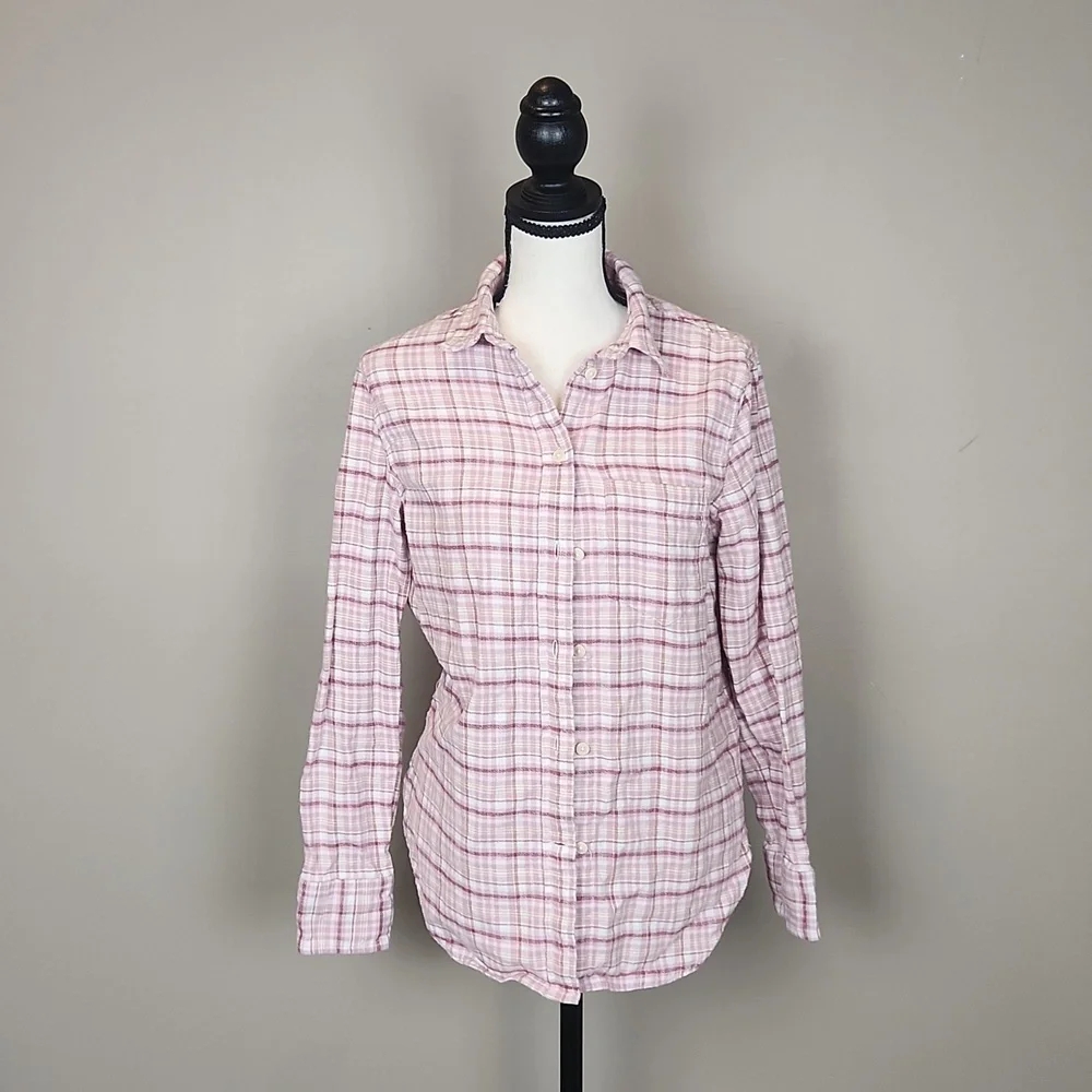 J.‎ Crew Women's Classic-Fit Shirt in Blush Flannel Plaid Size 4